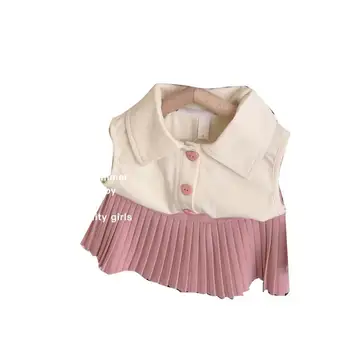 Нов Комплект летни дрехи за малките момичета, Жилетка, Риза + плисирана пола, Модни Детски костюми на принцеса рожден Ден за момичета, Детски дрехи