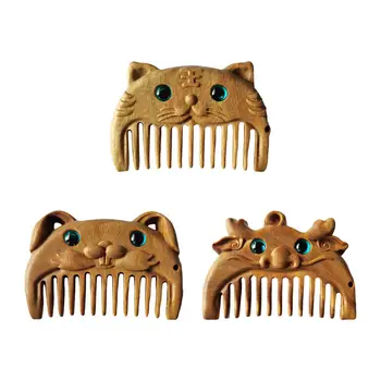 Дървена мини-гребени за коса, сладки къси зелени с малки зъби, без статични, Лека гребен за коса, къс гребен за коса, за жени и за мъже, подаръци