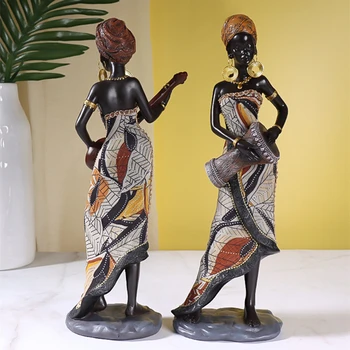 Статуята на африканската жени от смола Vilead, Фигурка на съвременното изкуство, Аксесоари за украса на интериора на Дневната, Офиса, Подаръци за Нова Година