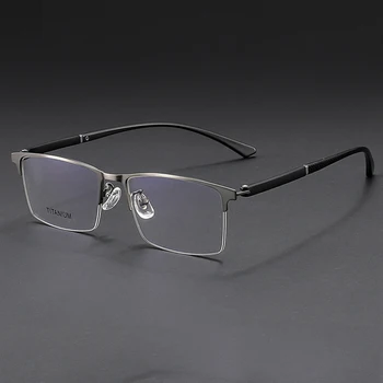 Оптични Очила По Рецепта, Мъжки Дограма, Модерна Квадратна Бизнес Полукадровая Дограма, Черни Очила, Луксозни Очила Голям Размер