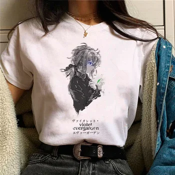 Тениска Violet Evergarden, дамски летни забавни дизайнерски тениски, дамски дизайнерски дрехи от манга и аниме