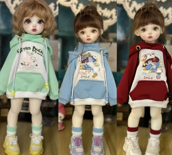 Облекло за кукли BJD подходящ за размери 1/4, 1/5, 1/6, hoody със сладка кукла, дрехи за кукли BJD, 1/4 комплект аксесоари за кукли (2 точки)