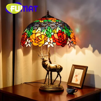 Настолна лампа от витражного стъкло FUMAT Тифани в стил ретро 