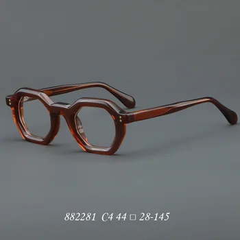 Льдисто-сини Полигональные ацетатные Мъжки слънчеви очила Класически Дизайн Персонални Очила по Рецепта Женски Геометрични ретро очила
