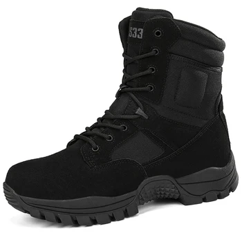 Нови Черни тактически обувки, улични мъжки военни обувки, Туристическа обувки, мъжки обувки-дезерты със страничен цип, есенно-зимни обувки