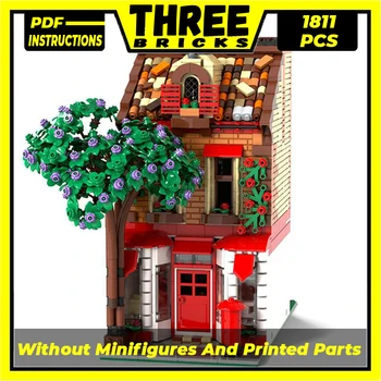 Строителни тухли Moc Модел с изглед към улицата Деревенское пощата Технология Модулни единици, Подаръци, Играчки за деца, Комплекти 