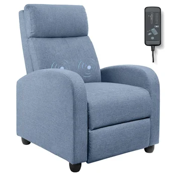 Масажен стол Lacoo с дебела подплата от ленена тъкан; фотьойл с възможност за сгъване на облегалката;-разтегателен диван-клуб, стол за сядане в системи за домашно кино, син