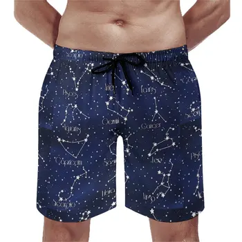 Шорти за плуване по Зодиакальной астрология, модерен мъжки шорти за плуване с принтом звезди, Топене на големи размери, Удобни