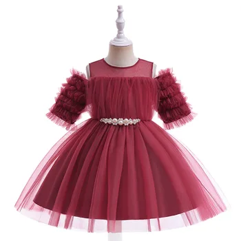 CLB-619 детско сватбена рокля за абитуриентски бал, детска официална вечерна дрехи с къс ръкав, буйни летни рокли за момичета от 3 до 10 години