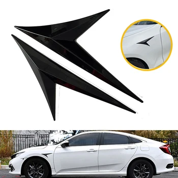 Двойка Външни Странични Крила на Автомобила, Въздушен Поток, Стикер върху Броня, Декоративна Стикер, Черен/Вид Въглеродни Влакна за Honda Civic 2016-2021