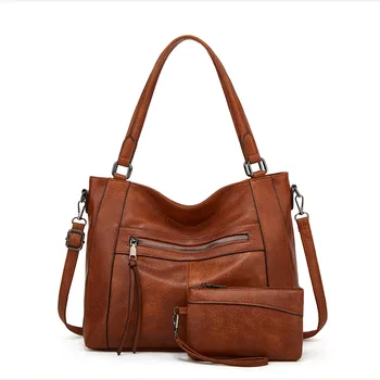 2023 Реколта Модерна чанта през рамо за жени, Благородна Мека кожена чанта, Дамска чанта-тоут Голям капацитет, Женски странична чанта