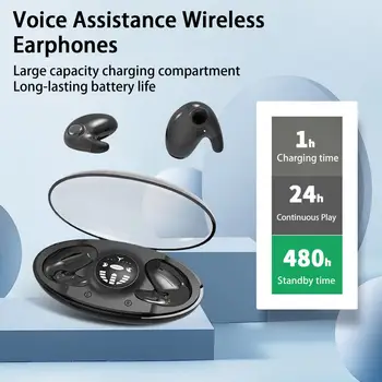 Умни Bluetooth-слушалки-втулки със защита от изпотяване, 5,3 Чиповый Hi-Fi звук, безжични слушалки, Тапи за уши, Музика за сън