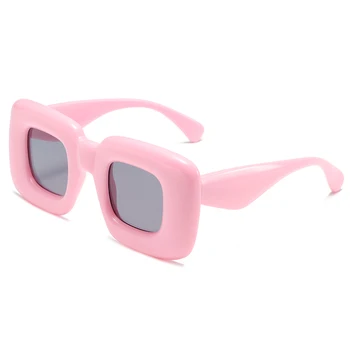 Висококачествени надуваеми хляб слънчеви очила, дамски луксозни маркови очила Y2k, розови стилни квадратни слънчеви очила за партита и пътувания