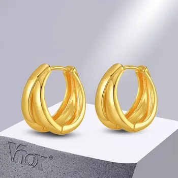 Луксозни обеци-халки Vnox за жени, добри многослойни метални обнимашки, Минималистичные улични бижута за уши