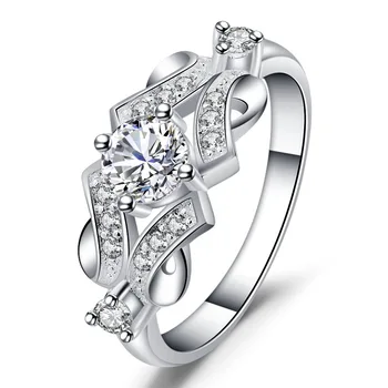 Елегантен пръстен с цирконий, выдалбливаемое кристали, Модни романтични женски подаръци украса