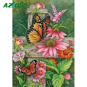 AZQSD САМ Хоби Комплекти за диамант Бродерия на Пеперуда Животно 5D Диамантена Художествена Рисувани от Цветето Маргаритка Бродерия на кръстат бод Декорация на дома