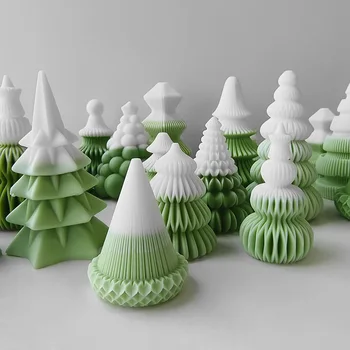 Коледно Дърво Ароматна Свещ Силиконова Форма за направи си САМ Коледна Елха Оригами Елха Ароматерапия Свещ Мухъл