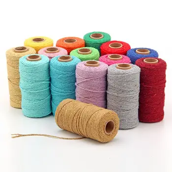 1 ролка ресни памук кабел въже САМ занаяти цветен конец кабел усукана канап ръчна изработка, боядисване у дома сватбени декорации за доставки 
