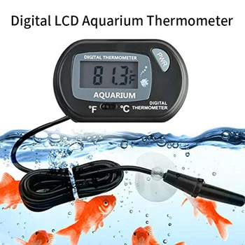 Цифров Аквариумный инструмент, водоустойчив, С аквариумным термометър, сензор за температура на риби, измеряющий С помощта на сензор за Всмукване чаша