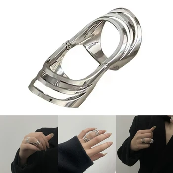 Гъвкаво пръстен за ставите, широко огромен пръстен, готически бижута в стил пънк, пръстен върху пръста за мъже и жени