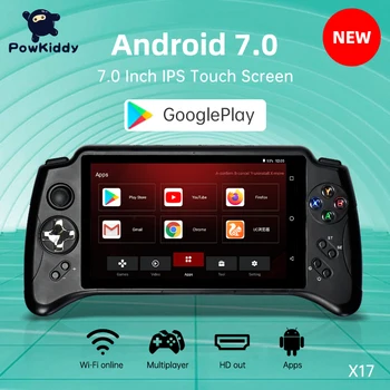 Новата Портативна игрова конзола POWKIDDY X17 Android 7.0 със 7-инчов IPS Сензорен екран MTK 8163 Quad Core 2G RAM 32G ROM Ретро-Игри Плейъри