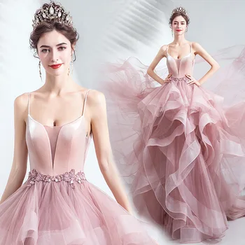 Луксозно Розова сватбена рокля за булката 2023, Рокля за булката, Вечерна рокля, Рокля за вечеря, Женствена рокля за дебюта на 18 години, Ninang