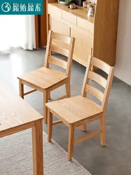 Трапезария стол от масивно дърво в японски стил, дъбов стол, скандинавски модерен минималистичен маса за хранене и столове, маса и стол