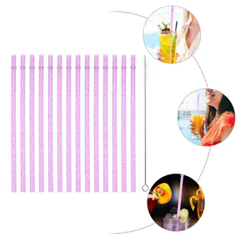 25 piece Битови соломинок за парти, Закалени Сгъсти пластмасов за многократна употреба Напитка Luau Drinks Banquet