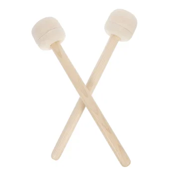 2 броя Вълнени пухкава Барабанни пръчки Бас инструменти Детска дървена дръжка Голям Чук Трайни детски чук с за Маримбы