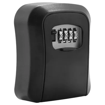 Черен заключване с парола, монтиран на стената кутия за ключове От с сплав, Защита От Атмосферни въздействия, 4-цифрен Брава за съхранение на ключове