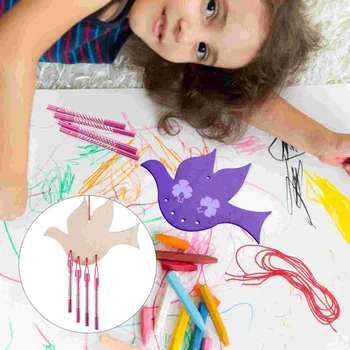 8 Комплекти Дървени Вятърни Камбанки Пролетта Занаяти Децата DIY Окачен Украшение Раскрашиваемый Камбанка Заек Свирки Празни Възрастни Doodle