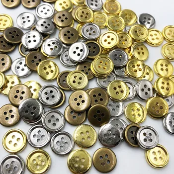 100 бр. Сребърни/бронзови/златни пластмасови копчета 12 мм за шиене, 4 дупки PT290