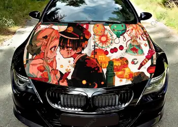 Винилови стикери върху предния Капак на автомобила Hanako-kun за тоалетна, Амбалажна Винил фолио, Етикети на капака на двигателя, Универсално Защитно фолио за капака на автомобила