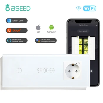 Bseed 1/2 / 3Gang Wifi, Сензорен прекъсвач на светлина, монтиран на стената интелигентен ключ за щори, управление на приложението, Безжична стенни изход, Класът Smart Life, SASHA