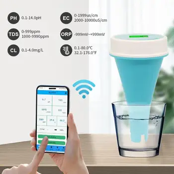 Bluetooth Тестер за качеството на водата Остатъчен дисплей на водата в басейна Цифров монитор хлор Тестер за Качеството на Приложението на Онлайн Smartdo B9V4