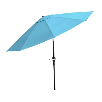 10-крак чадър за вътрешен двор с автоматичен наклон, синьо