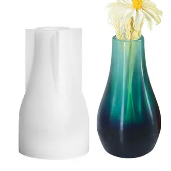 Форма за вази От епоксидна смола, с Титуляр за вази от силиконовата смола, Форма За Декорация на Вази, Форми За Сухи Цветя, Малко по-Висока Ваза, Саксия