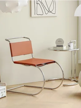 Минималистична трапезария стол в скандинавски стил от неръждаема стомана, без подлакътник, модерна и лесна Антични мебели, Дивани за спални, Къща
