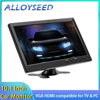 ALLOYSEED 10.1-инчов HDMI-съвместим Авто Монитор за телевизия за PC, VGA дисплей с LCD екран, на Резервно помещение за система за домашно сигурност
