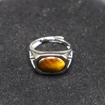 Квадратно пръстен с инкрустиран камък Тигрови очи САМ Персонализирани Дизайнерски Регулируем Размер на Рядък естествен камък Модерен дизайн на Бижута за подарък