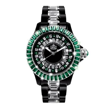 Дамски кварцов часовник с водно диамантен пръстен от неръждаема стомана, водоустойчив кръгли часовници, модни часовници за момичета