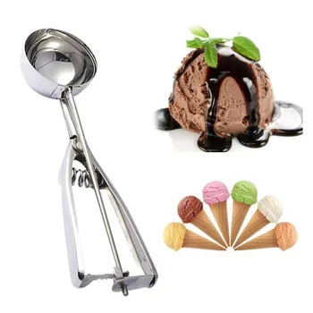 Лъжичка за сладолед, Кухненски инструменти 3 Размера пролет дръжка от неръждаема стомана, Лъжичка картофено пюре, Диня топки, аксесоари за дома за готвене