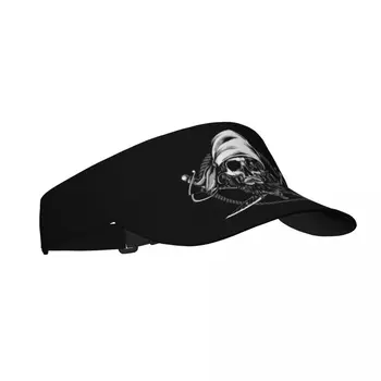 Лятна солнцезащитная шапка за мъже и жени, регулируема козирка, празен череп, Pirate илюстрация, Спорт, Тенис, голф, Солнцезащитная шапка за бягане