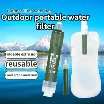 Авариен Преносим филтър за вода на открито, Бутилка за вода за оцеляване в Къмпинга, Директен филтър за питейна вода