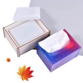 Квадратна кутия за салфетки Силиконова форма за извършване на работи от кристал епоксидна UV-смола Ръчна изработка, Форма за съдове, Контейнер за стоки от първа необходимост