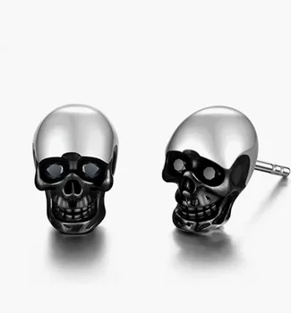 Популярни обеци-черепа от неръждаема стомана за мъже, обеци в стил ретро, готически, европейски и американски тенденция, обеци от титанов стомана