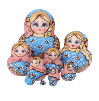 10x Дървени руски гнездене кукли ръчно изработени, куклен начало декор, Коледа