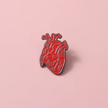 Эмалированная на жени с човешки орган с формата на сърце, Дамски брошки, Декоративни игли с ревери, за да икони за чанта, портфейл, бижута, аксесоари, подаръци за лекари