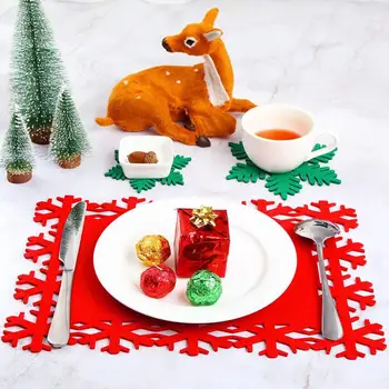 Празнична маса за хранене за многократна употреба декорация за Коледната трапеза, Ваканционни влакчета под формата на снежинки, Весели Коледни подложки за масата, за Трайни A