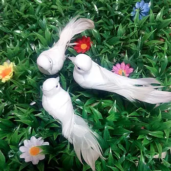Новата изкуствена пяна перо от бял гълъб, Гълъб на мира, Дом градина, сватбена декорация, имитация на птици, Коледно дърво, подпори направи си САМ